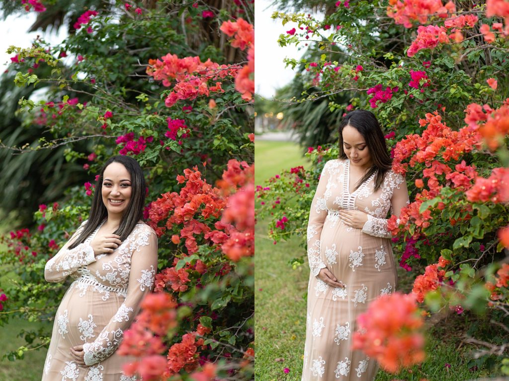 maternity photos with flowers 