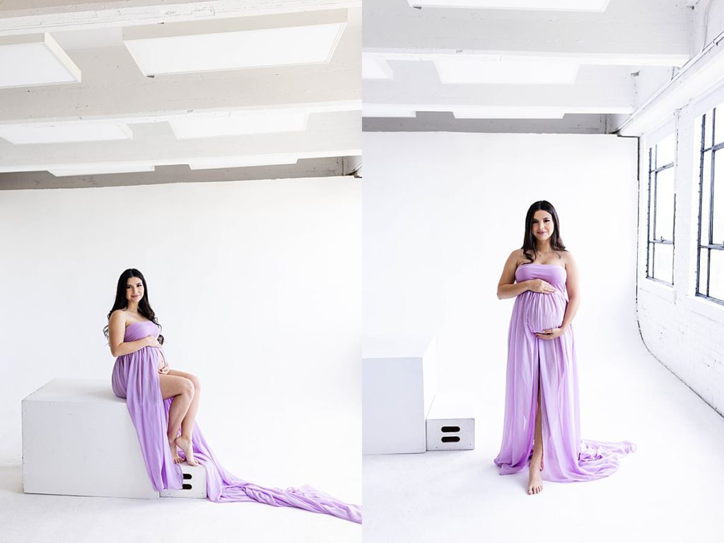 Lilac Maternity Dress for Photoshoot in San Antonio 